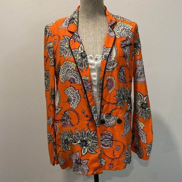 ASOS Jacket Black White Orange Floral - Picture 3 of 14